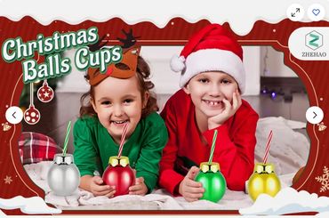 Zhehao 36 Pcs Christmas Balls Cups with Lids and Straws 12oz Reusable Bulb Cups