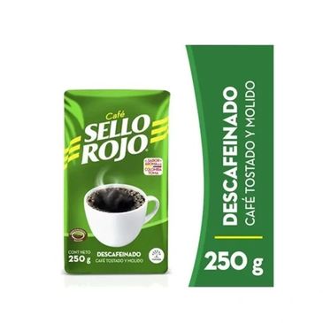 Package of Sello Rojo decaffeinated ground coffee, 250g.