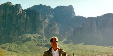 Bradley Williamson at the Superstition mountains in Arizona, location of the Lost Dutchman Gold Mine