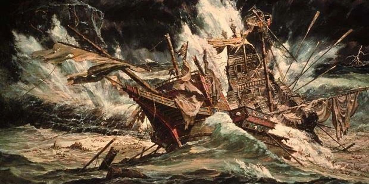 Shipwreck, 1715 Treasure Fleet carrying treasure and sinking - sunken treasure