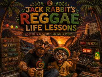Animated characters sharing reggae life lessons in a vibrant tropical setting.