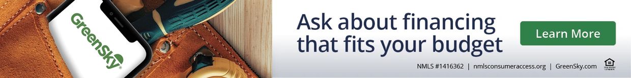 GreenSky financing ad with phone and tools.