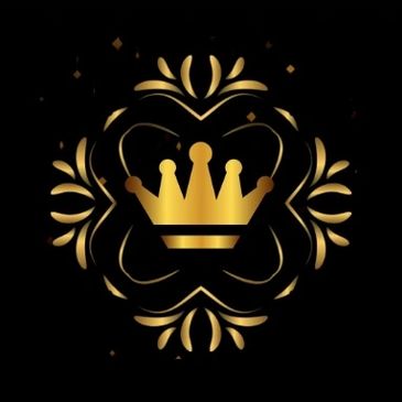 Elegant gold crown logo with text promoting deautoparfum.com car perfume brand.