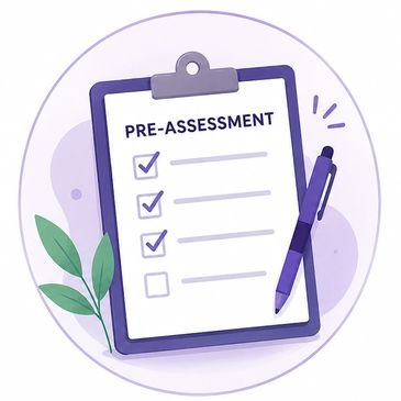 Clipboard with a pre-assessment checklist and a pen.