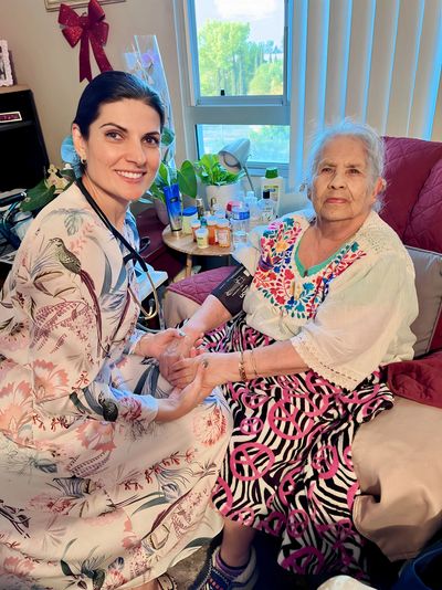 Armine Tadevosyan provides free care to on of our seniors.