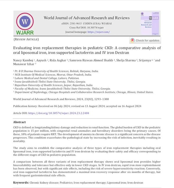 Research paper published in High Impact Factor Journal, August 2024