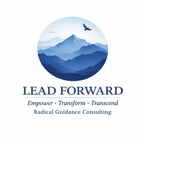 Logo with mountains and a bird, symbolizing leadership and growth.