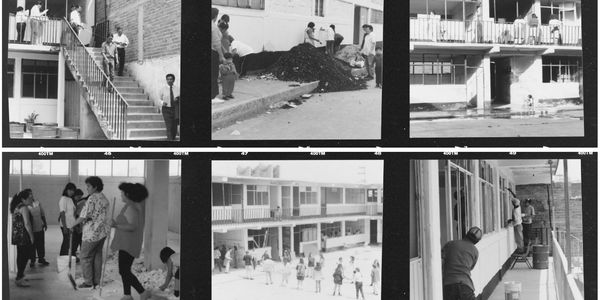 Faena por parte de padres de familia, alumnos y comunidad después de recuperar le inmueble.