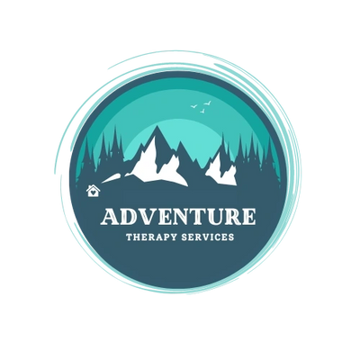 Adventure Therapy Services Logo shows mountains, trees, and a small house