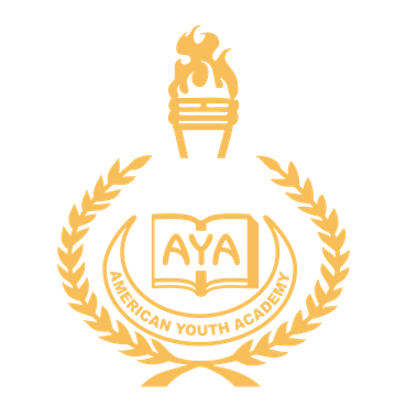 Golden emblem with book and laurel wreath design.