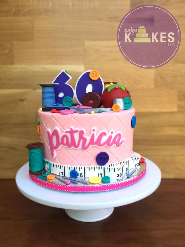 sewing theme birthday cake