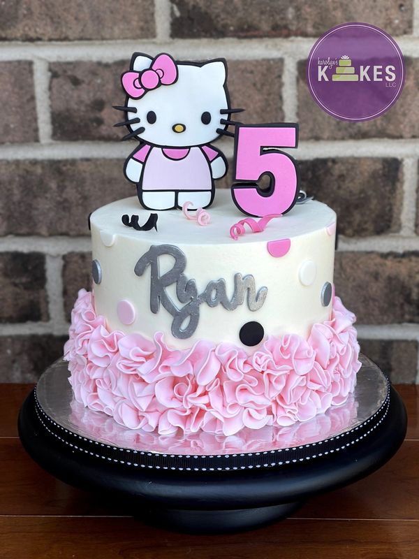 hello kitty pink ruffle ruffles birthday cake