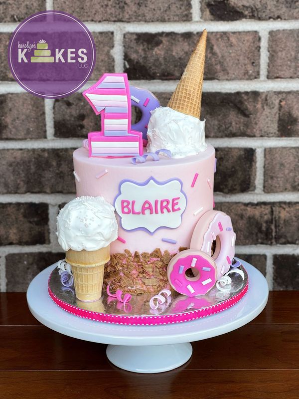 ice cream cones and donuts sweet treats theme birthday cake