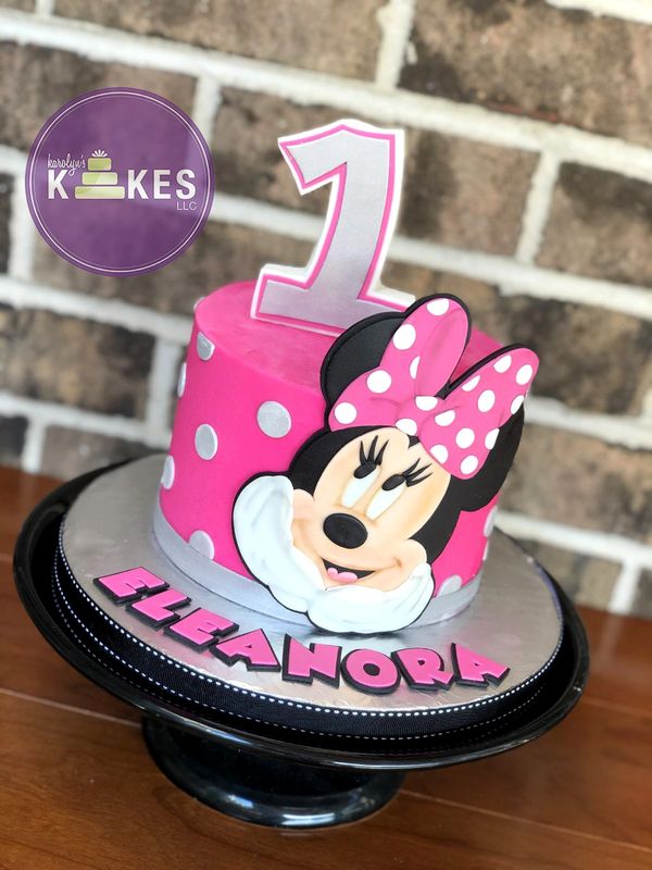 pink silver minnie mouse birthday cake