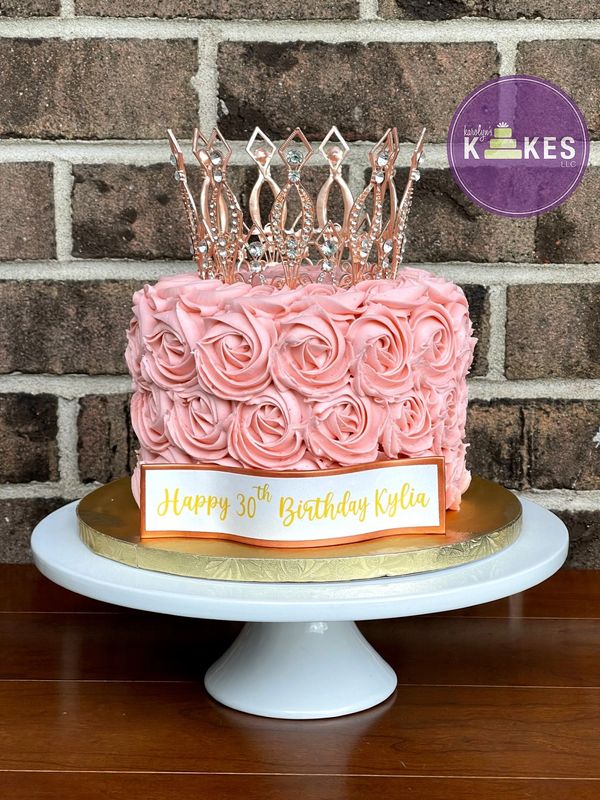 Buttercream rosette tiara birthday cake