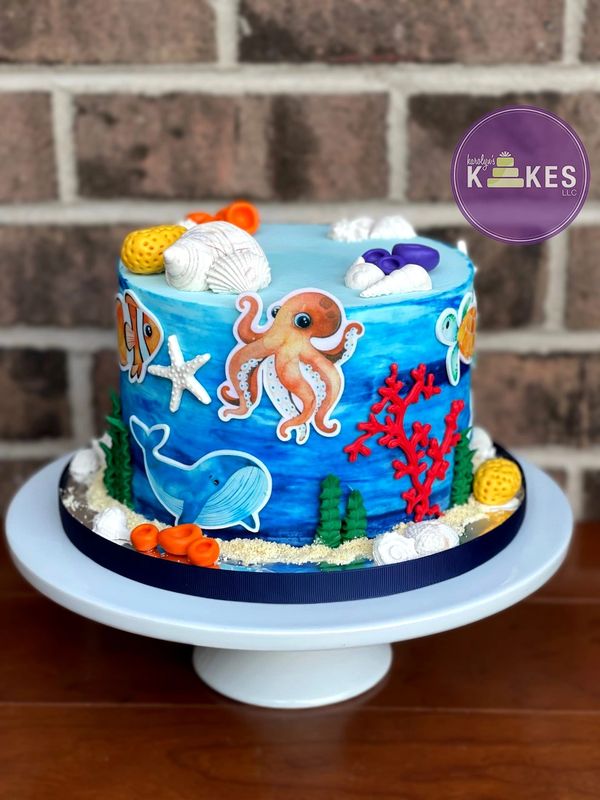 under the sea birthday cake octopus shark fish whale