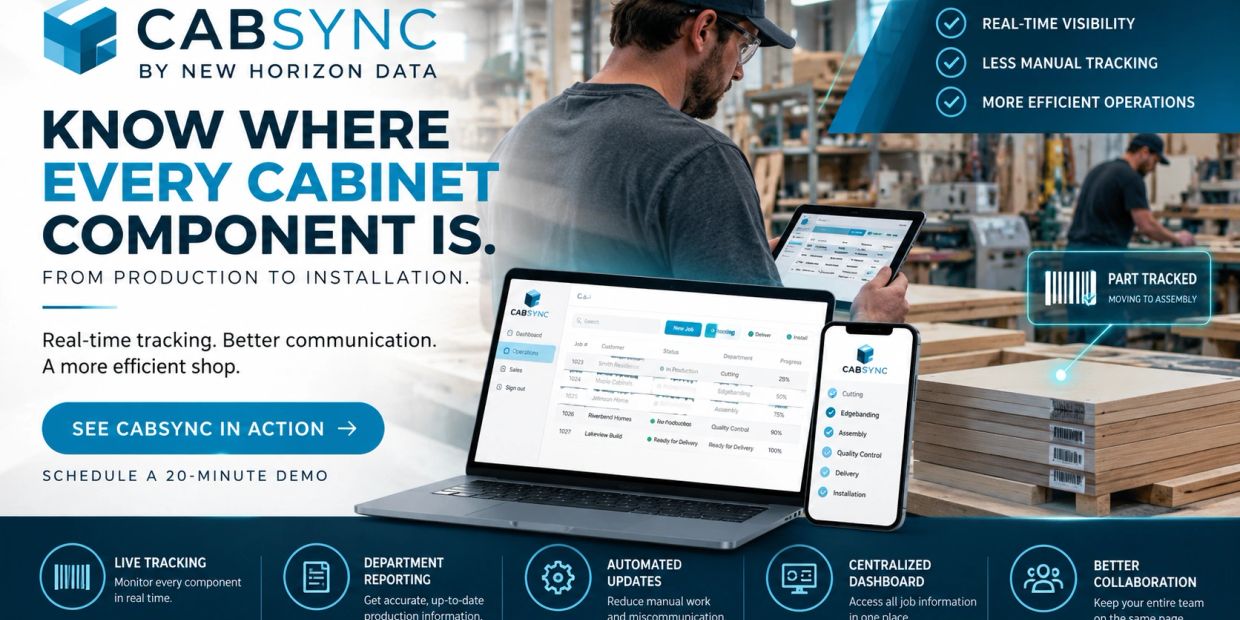 CabSync offers real-time tracking of cabinet components for efficient production and installation.