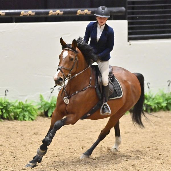 A rider on a horse making a sharp turn during a horse riding event.