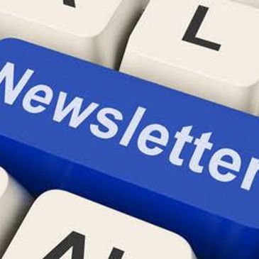 Blue keyboard key labeled 'Newsletter'.
