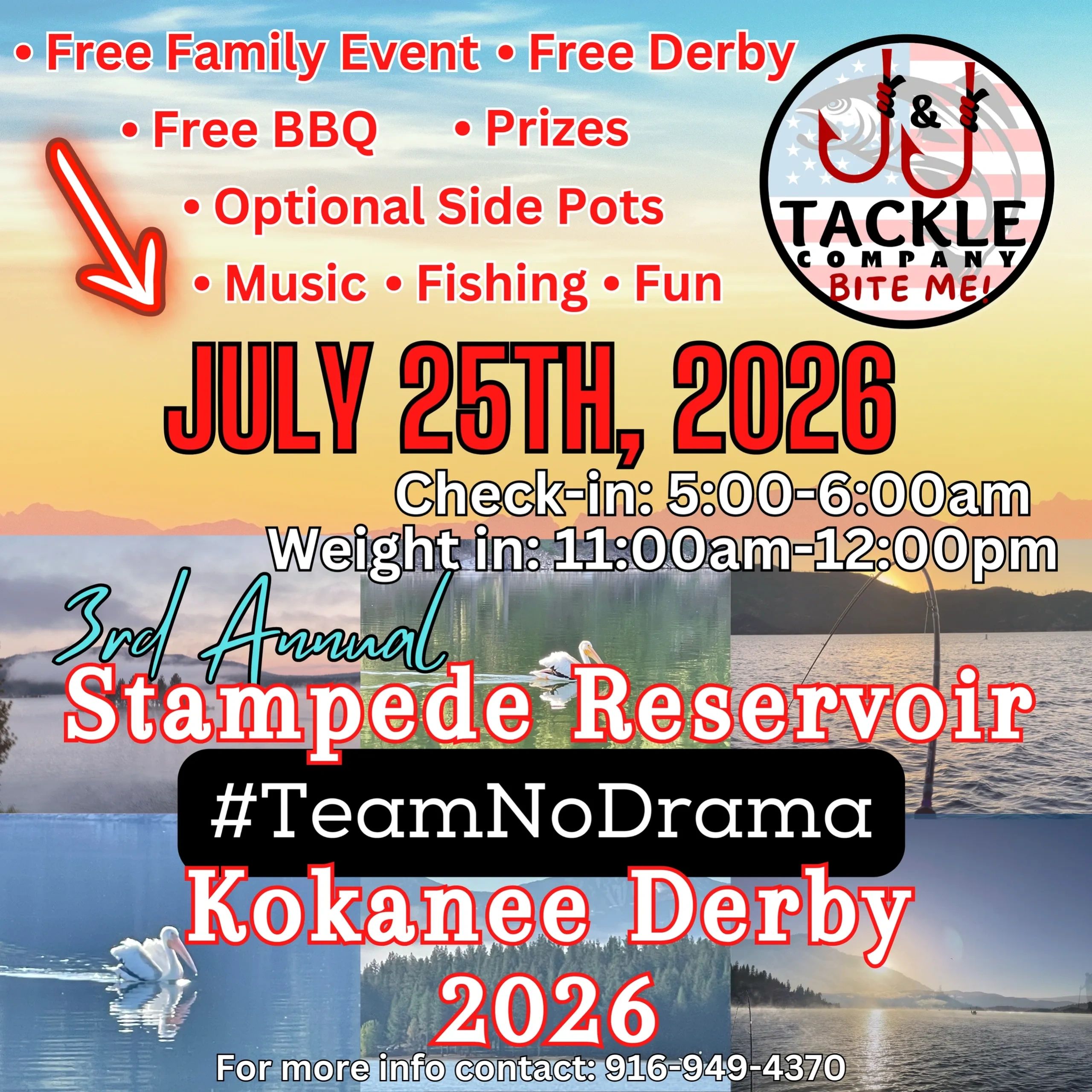 Fishing derby event on July 25, 2026 at Stampede Reservoir with free family activities and BBQ.