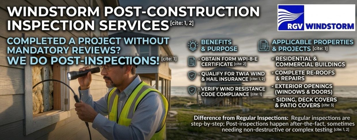 Windstorm post-construction inspection services overview.