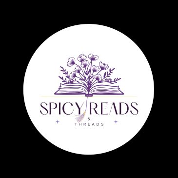 Logo with book and floral design for Spicy Reads &amp; Threads.