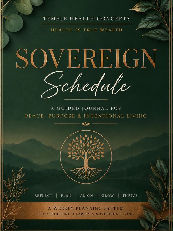 Cover of the Sovereign Schedule guided journal for intentional living.