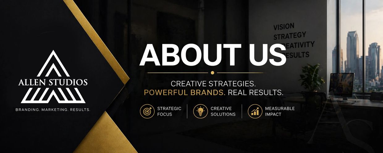 Allen Studios About Us page highlighting creative strategies and powerful brands.