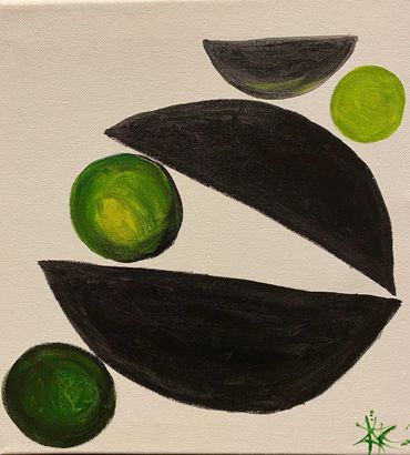 “PacMan Loves Peas” - abstract art original piece by Chrissy. Available on any gift in my shop.