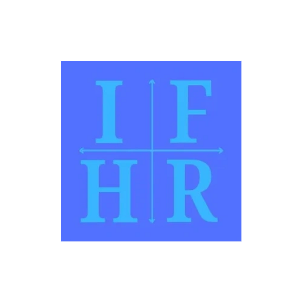 Blue square with letters I, F, H, R arranged around intersecting arrows. Iowa Fractional Human Resource is spreading out to offer small business HR support