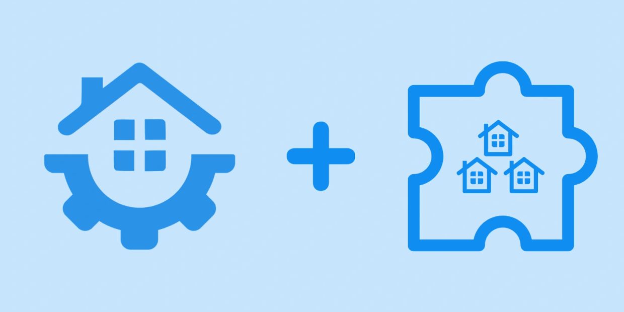 graphic of the LCHCA logo icon, a plus sign and homes inside of a puzzle piece. The graphic symboliz