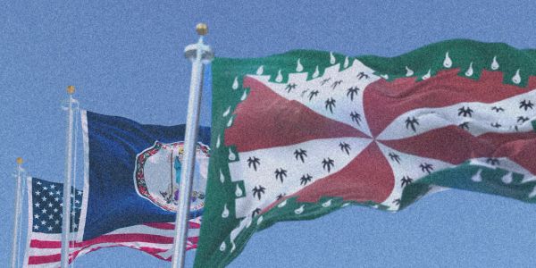image of the United States, Virginia, and Loudoun County flags waving in the wind.