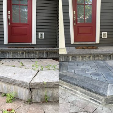 before and after Interlock front steps 