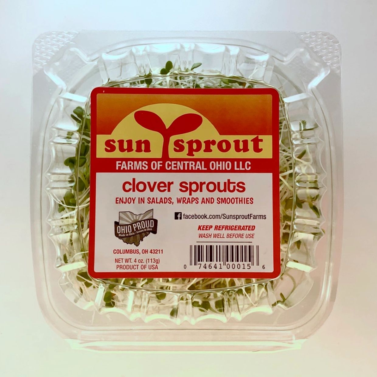 Container of clover sprouts from Sun Sprout Farms.