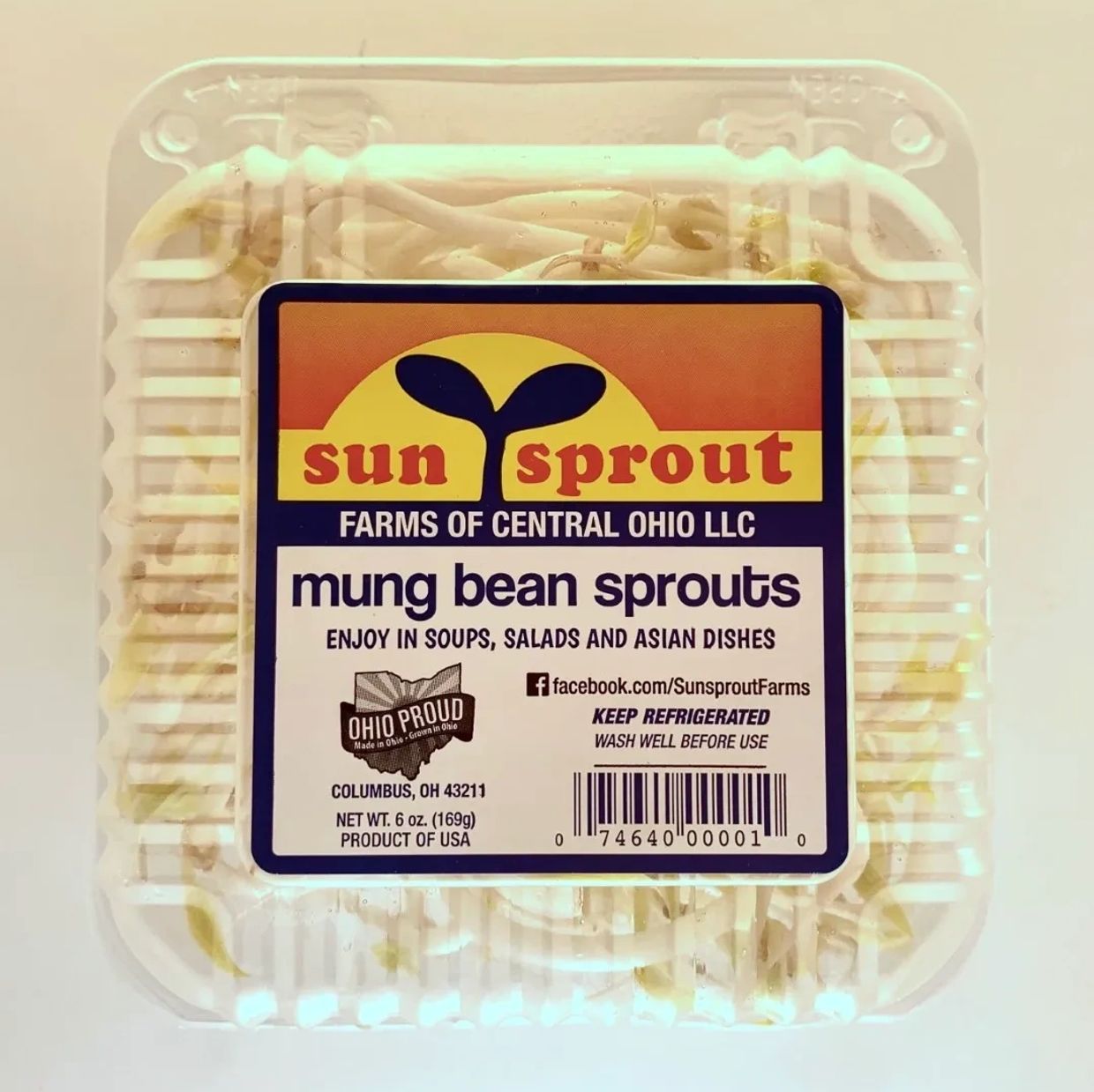 Package of Sun Sprout mung bean sprouts from Ohio.