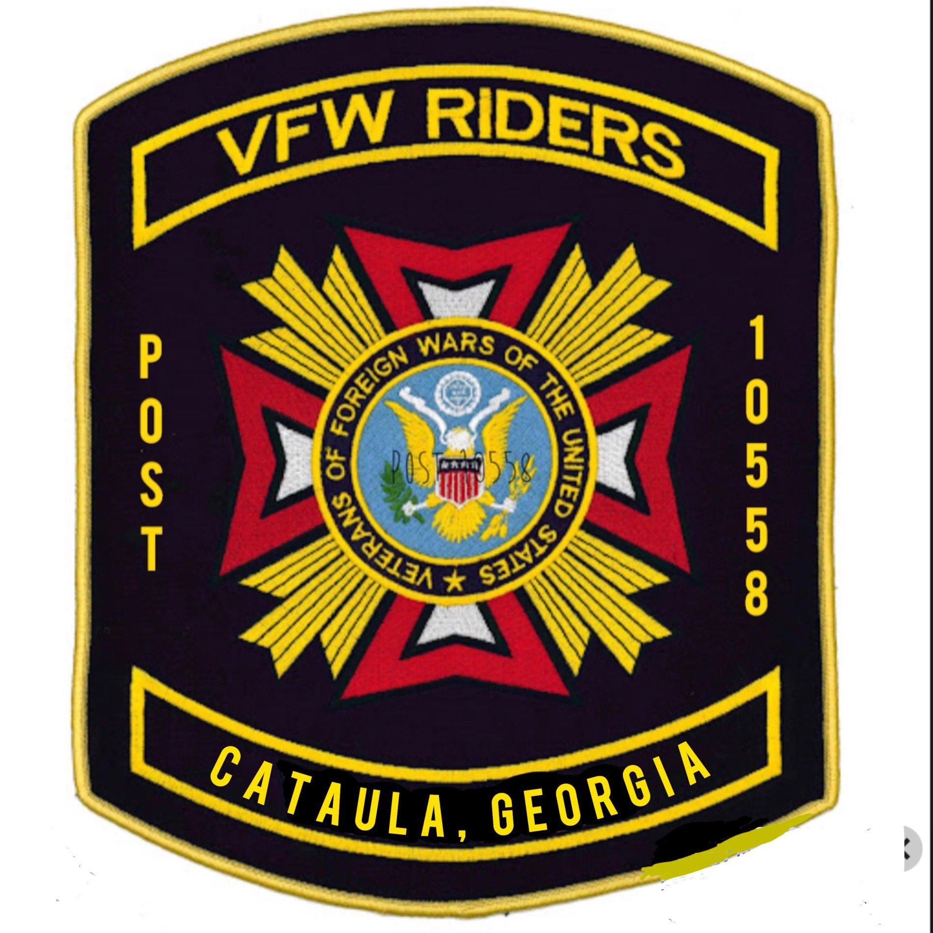 VFW Riders patch from Cataula, Georgia, featuring military insignia and establishment year 1958.