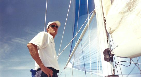 Racing on the America's Cup 12-Meter sailboat, America 2.