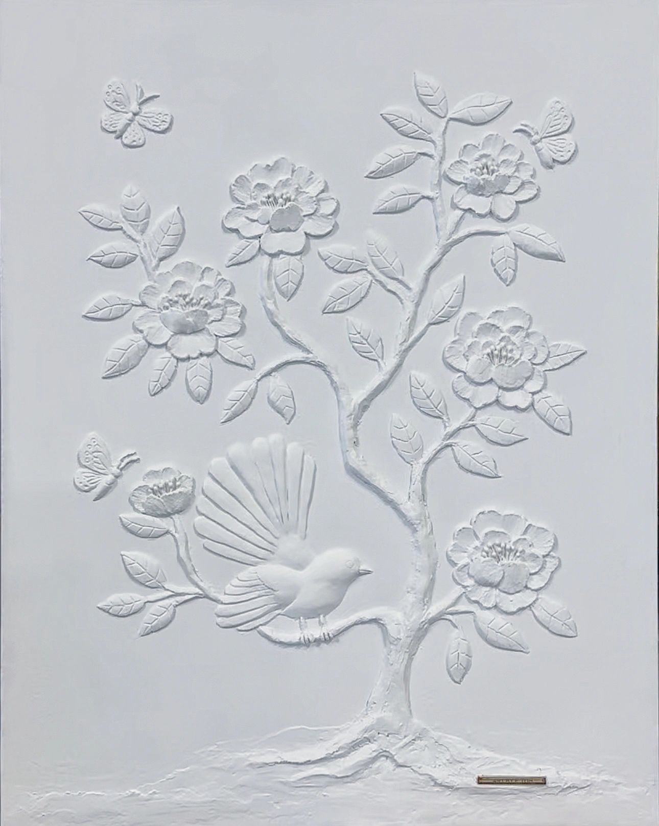 Piwakawaka & Peonies Sculptural Relief (2/2)