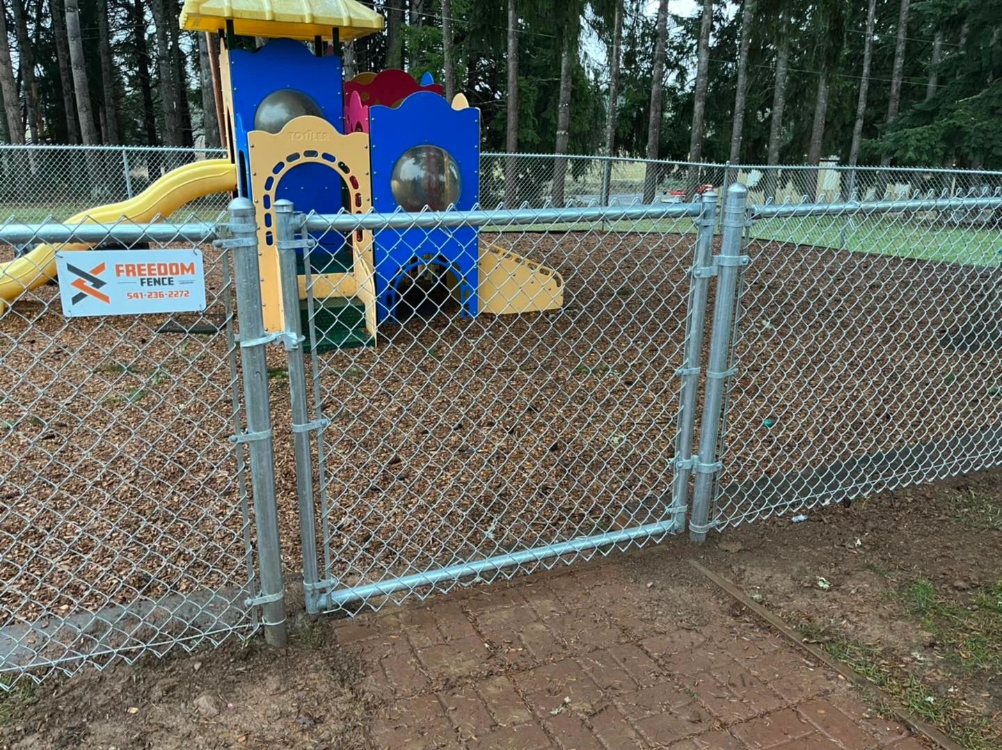 Chain Link Fence at a playground in Eugene, Oregon