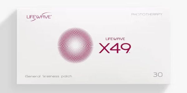 LifeWave X49 phototherapy wellness patch packaging with white background.