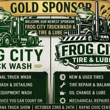 Advertisement for Frog City Truckwash &amp; Tire &amp; Lube as a Gold Sponsor.