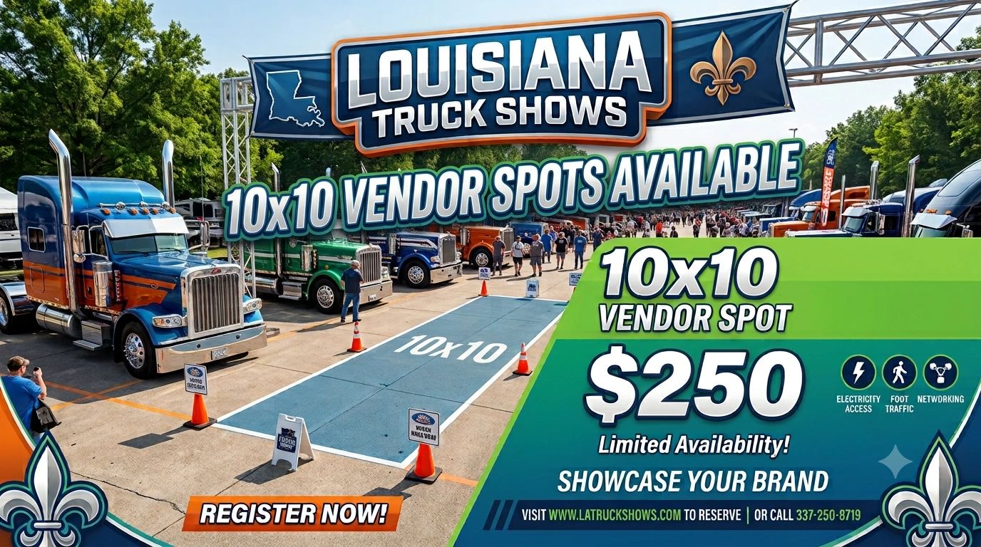 Louisiana Truck Shows vendor spots available for $250.