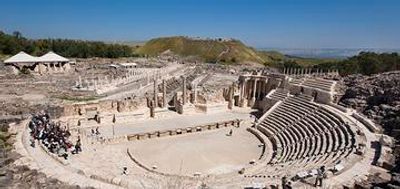 Well-preserved Roman Theater ruins in Beit Shean, Jordan Valley.