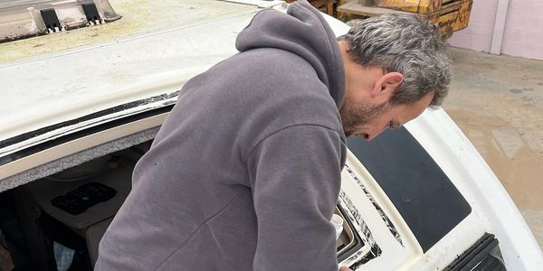 Adrian, one of our engineers, repairing a leisure vehicle