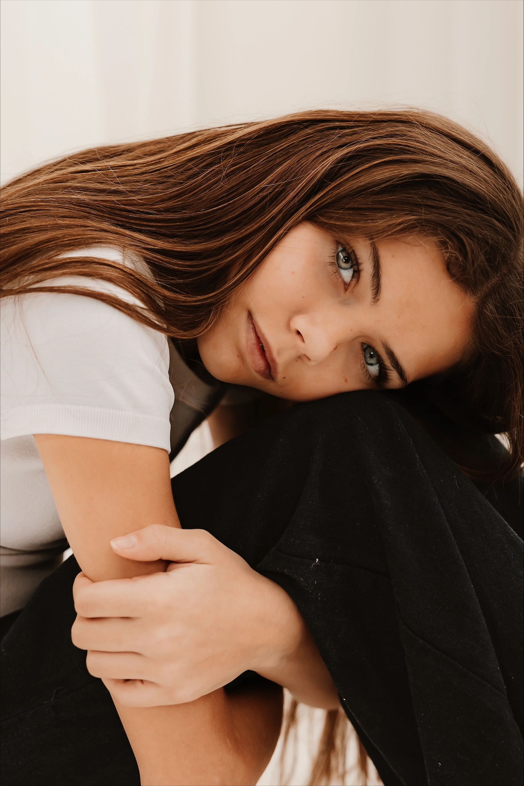 portrait of a young teen in spring lake mi studio by west michigan photographer