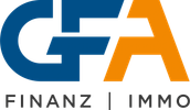 Logo of GFA Finance and Leasing with blue and orange letters.