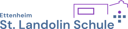 Logo of St. Landolin Schule in Ettenheim with purple and blue elements.