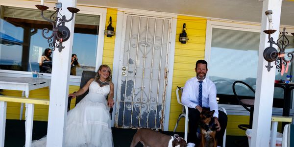 Brandi and Scott on cabin porch