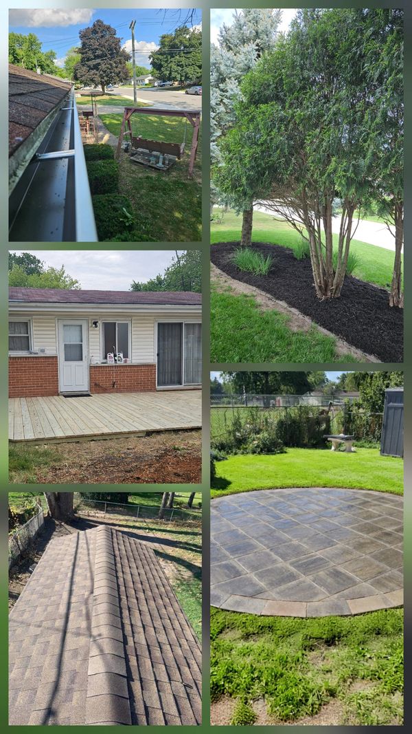 Project collage by Everything Exterior in Kankakee, IL: paver patios, new deck, new gutters, roofing