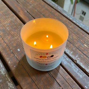 Grapefruit and Mangosteen triple wicked 100% USA grown soy wax candle.